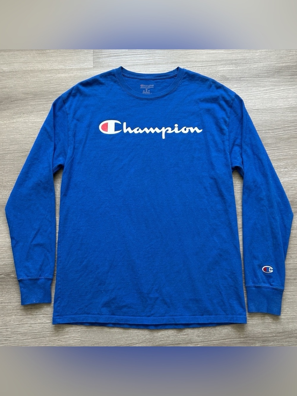 Champion Men's Long Sleeve Logo Tee - Royal Blue XL
